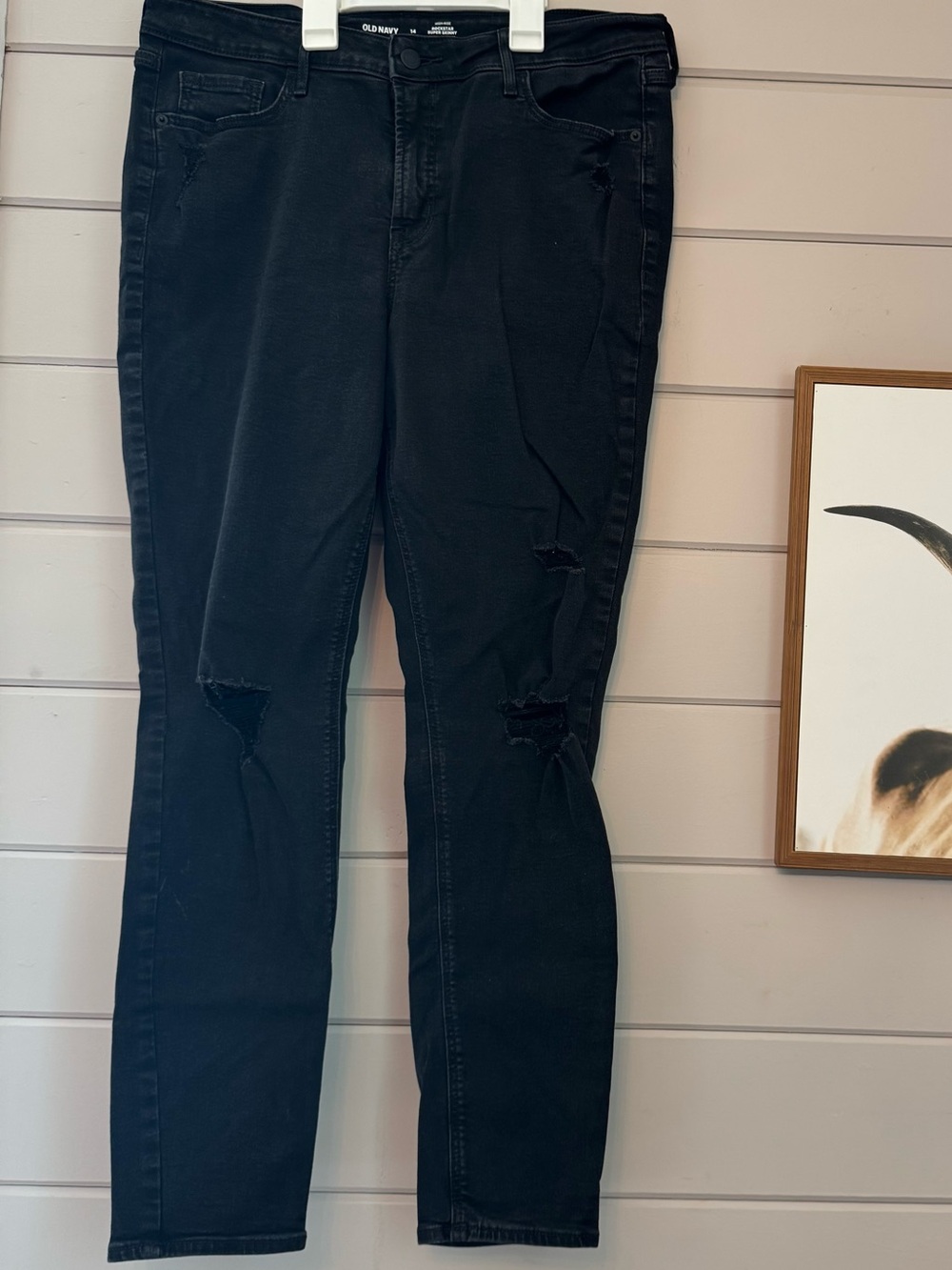 Old Navy Black High-Rise Rockstar Super Skinny Denim Jeans
